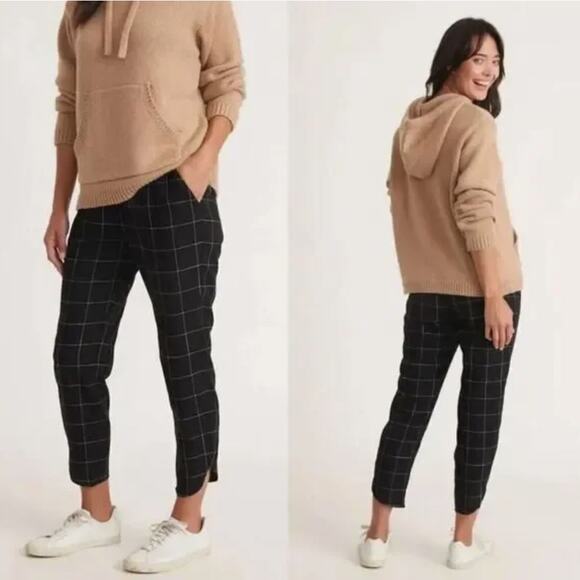 Marine Layer Allison Soft Stretch Pull On Elastic Windowpane Plaid Jogger Large - Picture 12 of 12